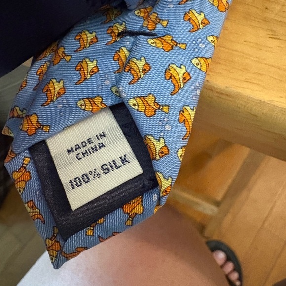Blue and Orange Patterned Men's Tie - Picture 4 of 4